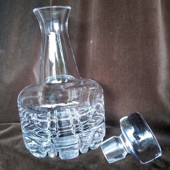 Stunning ORREFORS Heavy Thick Based Cube Cut Lead Crystal Swedish Decanter with - Picture 5 of 10
